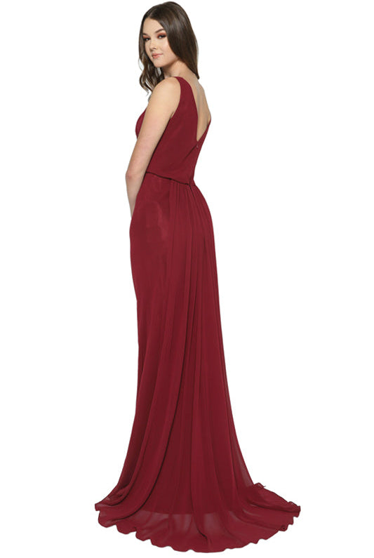 Sleeveless Formal Chiffon Cowl Neck Open Back Long Mother Of The Bride Dress JT670-Mother Of The Bride Dress-smcfashion.com