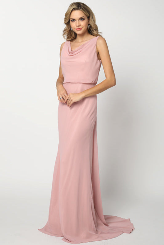 Sleeveless Formal Chiffon Cowl Neck Open Back Long Mother Of The Bride Dress JT670-Mother Of The Bride Dress-smcfashion.com