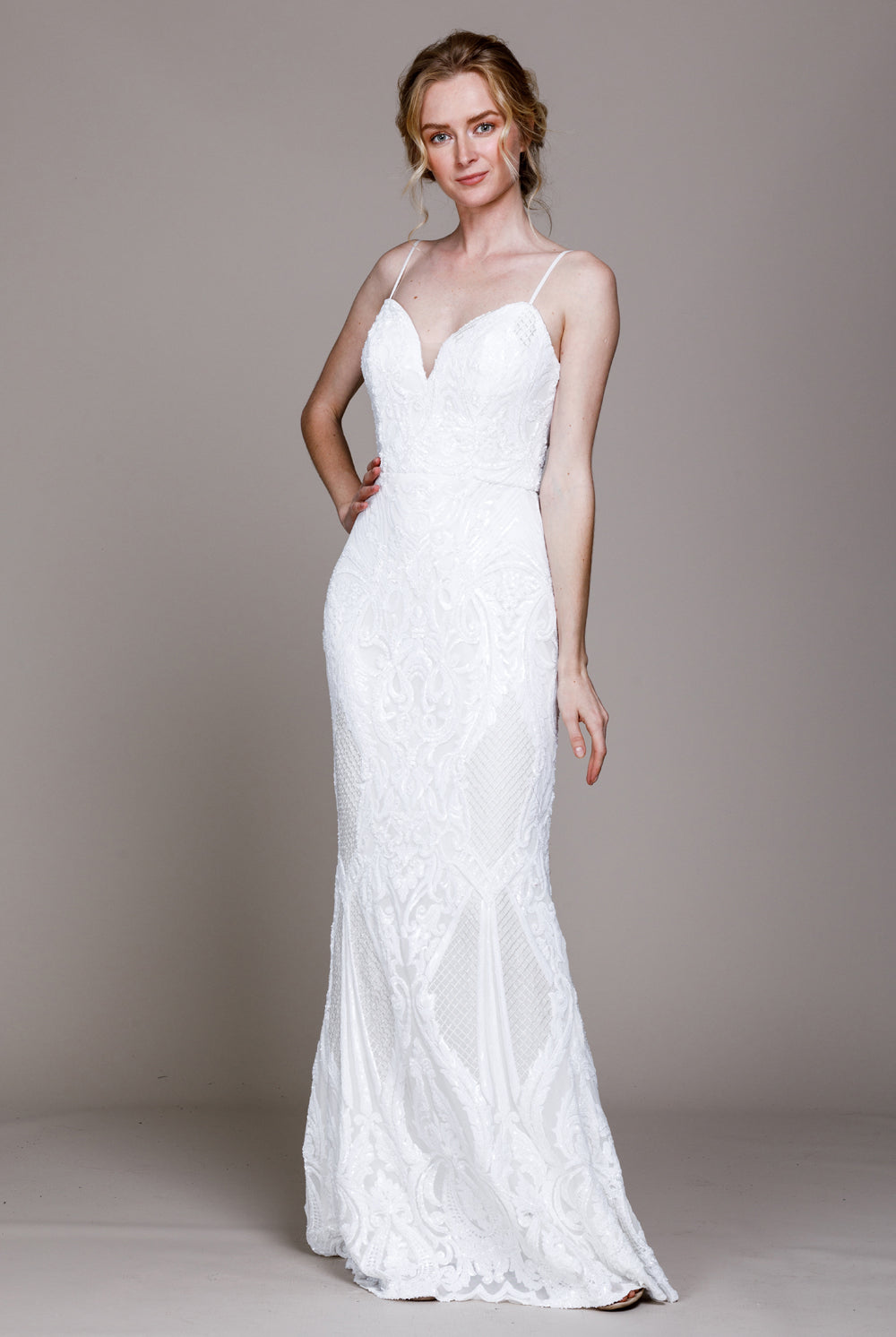 Illusion V-Neck Embroidered Sequins Long Prom Dress AC791-Prom Dress-smcfashion.com