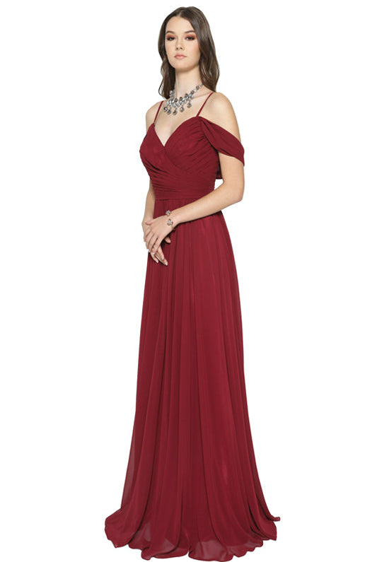 Chiffon Ruched Off Shoulder Sweetheart Long Bridesmaid Dress JT676-Bridesmaid Dress-smcfashion.com