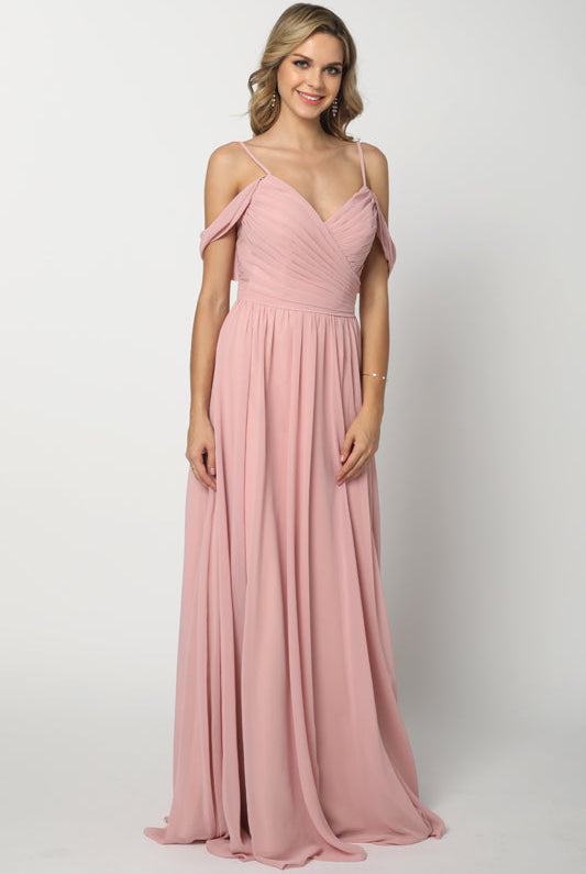 Chiffon Ruched Off Shoulder Sweetheart Long Bridesmaid Dress JT676-Bridesmaid Dress-smcfashion.com