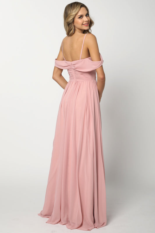 Chiffon Ruched Off Shoulder Sweetheart Long Bridesmaid Dress JT676-Bridesmaid Dress-smcfashion.com