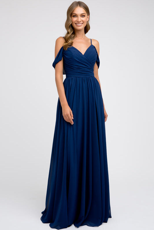 Chiffon Ruched Off Shoulder Sweetheart Long Bridesmaid Dress JT676-Bridesmaid Dress-smcfashion.com