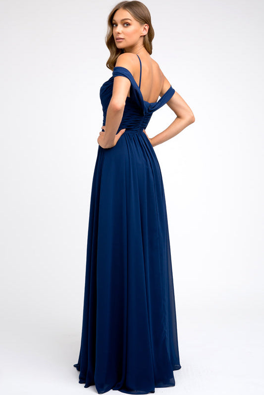 Chiffon Ruched Off Shoulder Sweetheart Long Bridesmaid Dress JT676-Bridesmaid Dress-smcfashion.com
