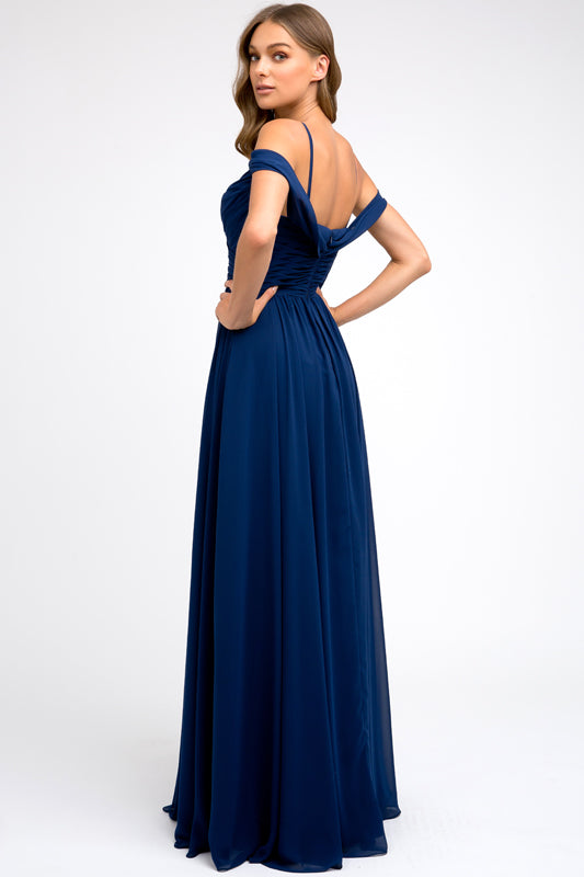 Chiffon Ruched Off Shoulder Sweetheart Long Bridesmaid Dress JT676-Bridesmaid Dress-smcfashion.com
