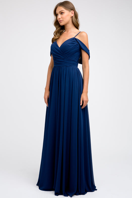 Chiffon Ruched Off Shoulder Sweetheart Long Bridesmaid Dress JT676-Bridesmaid Dress-smcfashion.com
