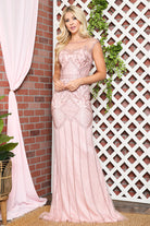 Embroidered Lace Cap Sleeves Long Mother Of The Bride Dress AC7001-Mother of the Bride Dress-smcfashion.com