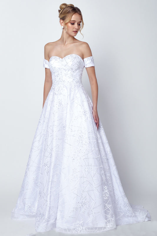 Embroidered Lace Strapless A-Line Open Back Long Prom Dress JT692-Prom Dress-smcfashion.com