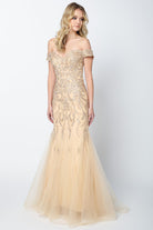 Embellished Lace Off Shoulder Mermaid Long Prom Dress JT693-Wedding Dress-smcfashion.com