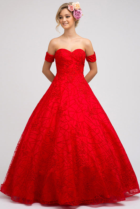 Embroidered Lace Strapless A-Line Open Back Long Prom Dress JT692-Prom Dress-smcfashion.com