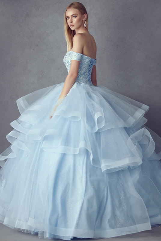 Metallic Embroidery With Glitter Satin Long Quinceanera Dress JT1432-Quinceanera Dress-smcfashion.com