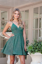 Glitter Fit And Flare Open Criss Cross Bacck Short Cocktail Dress JT850-Cocktail Dress-smcfashion.com