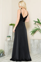 Open V-Back Spaghetti Straps High Slit Saton Long Prom Dress ACBZ012-Prom Dress-smcfashion.com