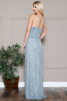 Open Back Embellished Sequin Chiffon Long Wedding Dress ACIN001-Wedding Dress-smcfashion.com