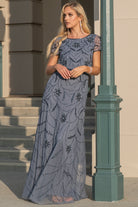 Short Sleeeves Glitter Embellished Long Mother Of The Bride Dress ACIN004-Mother of the Bride Dress-smcfashion.com