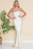 Cowl Neck Spaghetti Straps Satin Long Wedding & Evening Dress AC6111-Wedding Dress-smcfashion.com