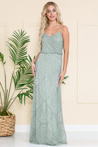 Open Back Embellished Sequin Chiffon Long Wedding Dress ACIN001-Wedding Dress-smcfashion.com