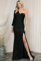 One Shoulder Mermaid Satin Long Prom Dress AC2102-Prom Dress-smcfashion.com