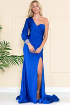 One Shoulder Mermaid Satin Long Prom Dress AC2102-Prom Dress-smcfashion.com