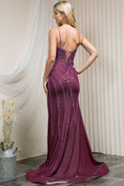 Side Slit Embellished Glitter Corset Back Long Prom Dress AC397-Prom Dress-smcfashion.com