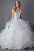 Crystal Beading On A Flounced Tulle Long Quinceanera Dress JT1420-Quinceanera Dress-smcfashion.com