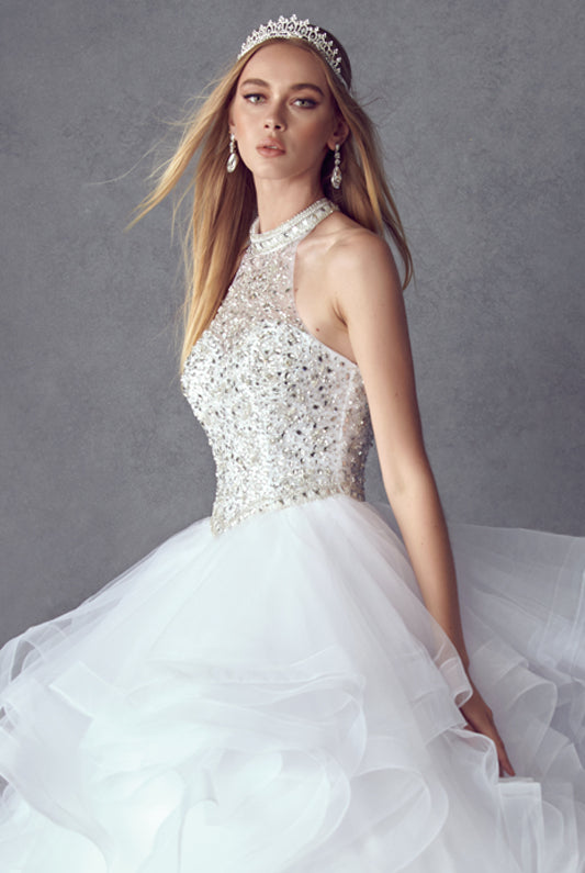 Crystal Beading On A Flounced Tulle Long Quinceanera Dress JT1420-Quinceanera Dress-smcfashion.com