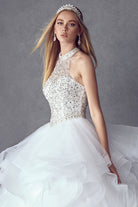 Crystal Beading On A Flounced Tulle Long Quinceanera Dress JT1420-Quinceanera Dress-smcfashion.com