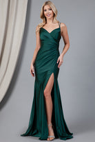 Satin Mermaid Double Spaghetti Straps Long Evening & Bridesmaid Dress AC391-Bridesmaid Dress-smcfashion.com