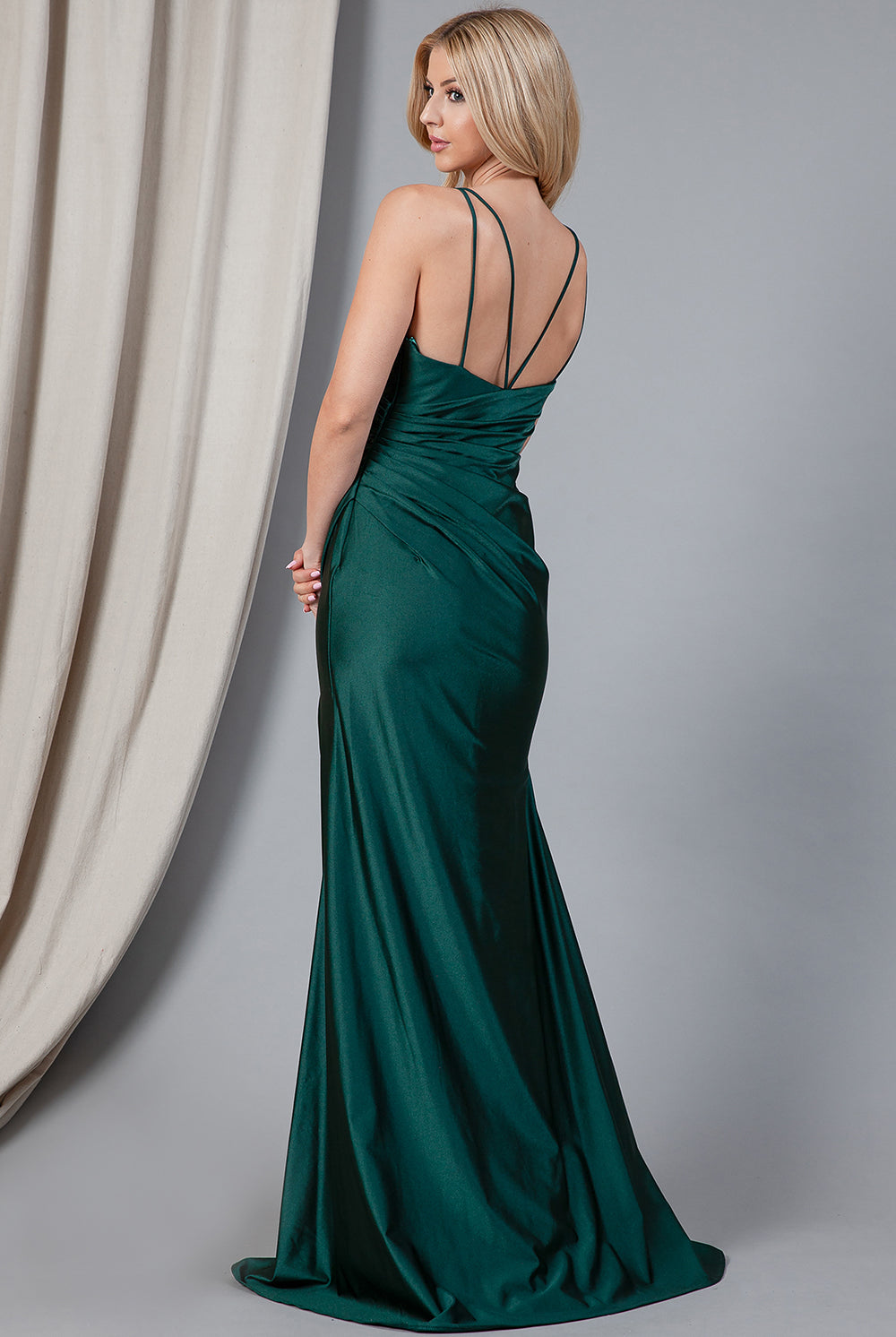 Satin Mermaid Double Spaghetti Straps Long Evening & Bridesmaid Dress AC391-Bridesmaid Dress-smcfashion.com