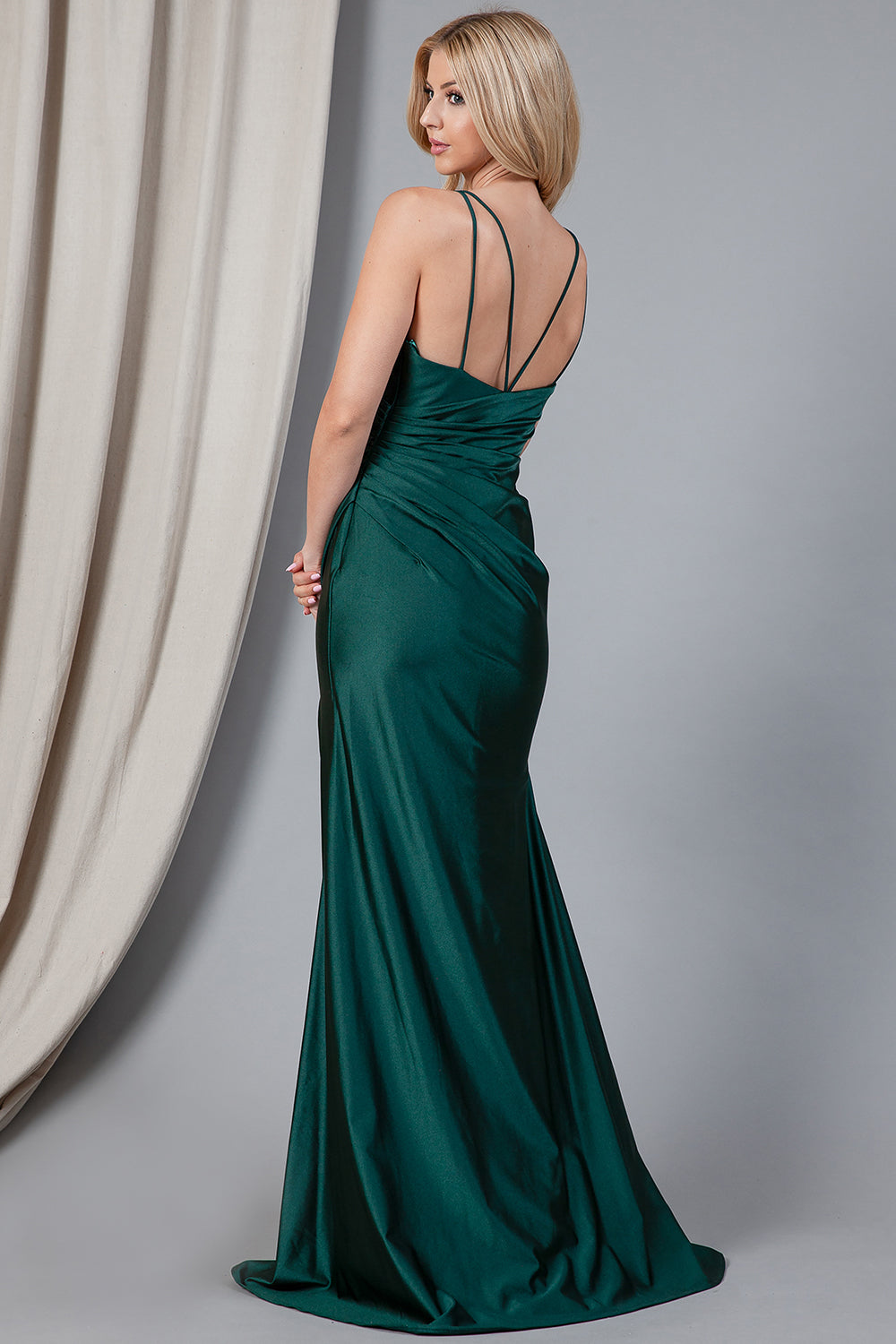 Satin Mermaid Double Spaghetti Straps Long Evening & Bridesmaid Dress AC391-Bridesmaid Dress-smcfashion.com