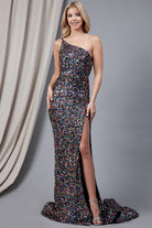 Embroidered Sequins One Shoulder Back Detailed Long Prom Dress AC7023-Prom Dress-smcfashion.com