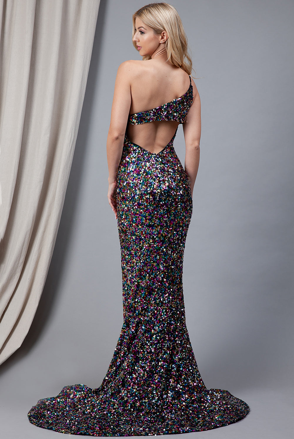 Embroidered Sequins One Shoulder Back Detailed Long Prom Dress AC7023-Prom Dress-smcfashion.com