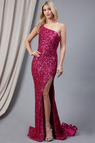 Embroidered Sequins One Shoulder Back Detailed Long Prom Dress AC7023-Prom Dress-smcfashion.com