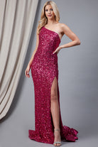 Embroidered Sequins One Shoulder Back Detailed Long Prom Dress AC7023-Prom Dress-smcfashion.com