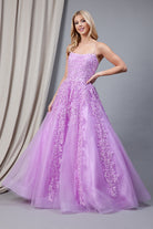 Boat Neck Embroidered Lace Lace Up Back Long Prom Dress ACBZ016-Prom Dress-smcfashion.com