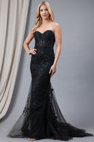 Mermaid Strapless Embroidered Lace Long Prom Dress AC7024-Prom Dress-smcfashion.com