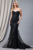 Mermaid Strapless Embroidered Lace Long Prom Dress AC7024-Prom Dress-smcfashion.com