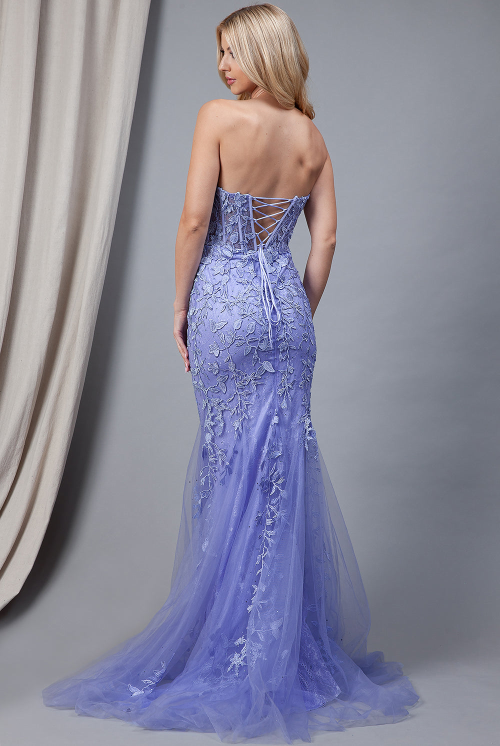 Mermaid Strapless Embroidered Lace Long Prom Dress AC7024-Prom Dress-smcfashion.com