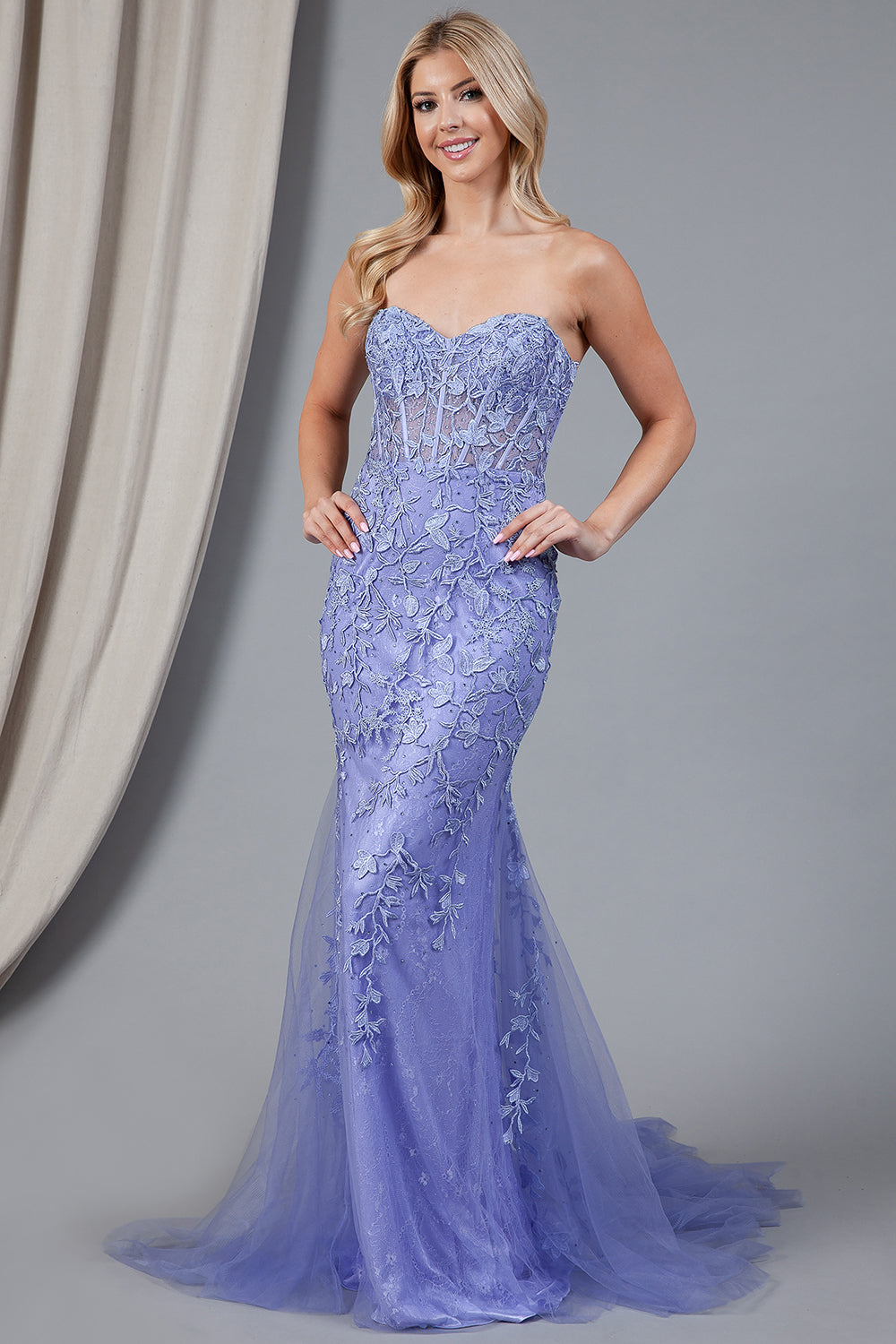 Mermaid Strapless Embroidered Lace Long Prom Dress AC7024-Prom Dress-smcfashion.com