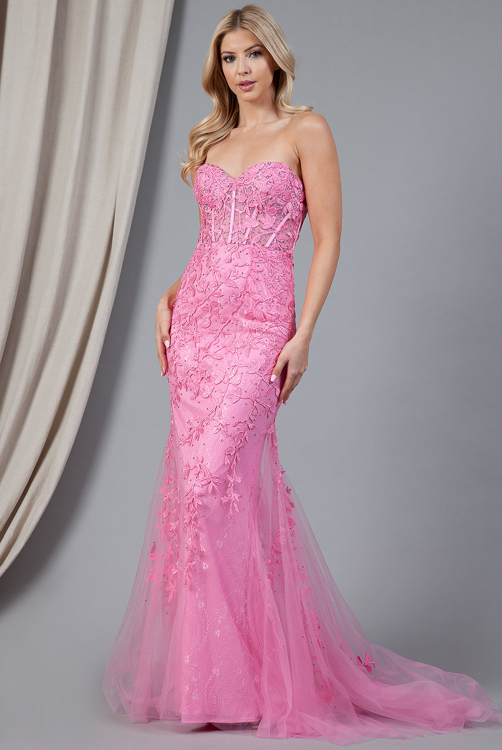 Mermaid Strapless Embroidered Lace Long Prom Dress AC7024-Prom Dress-smcfashion.com
