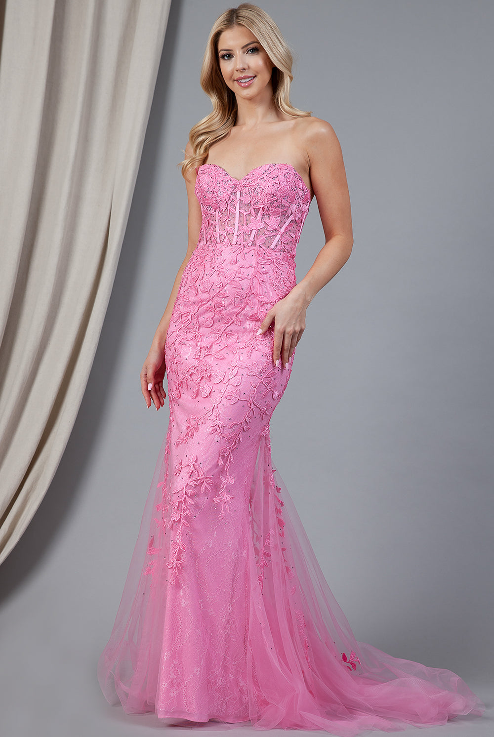 Mermaid Strapless Embroidered Lace Long Prom Dress AC7024-Prom Dress-smcfashion.com