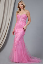 Mermaid Strapless Embroidered Lace Long Prom Dress AC7024-Prom Dress-smcfashion.com