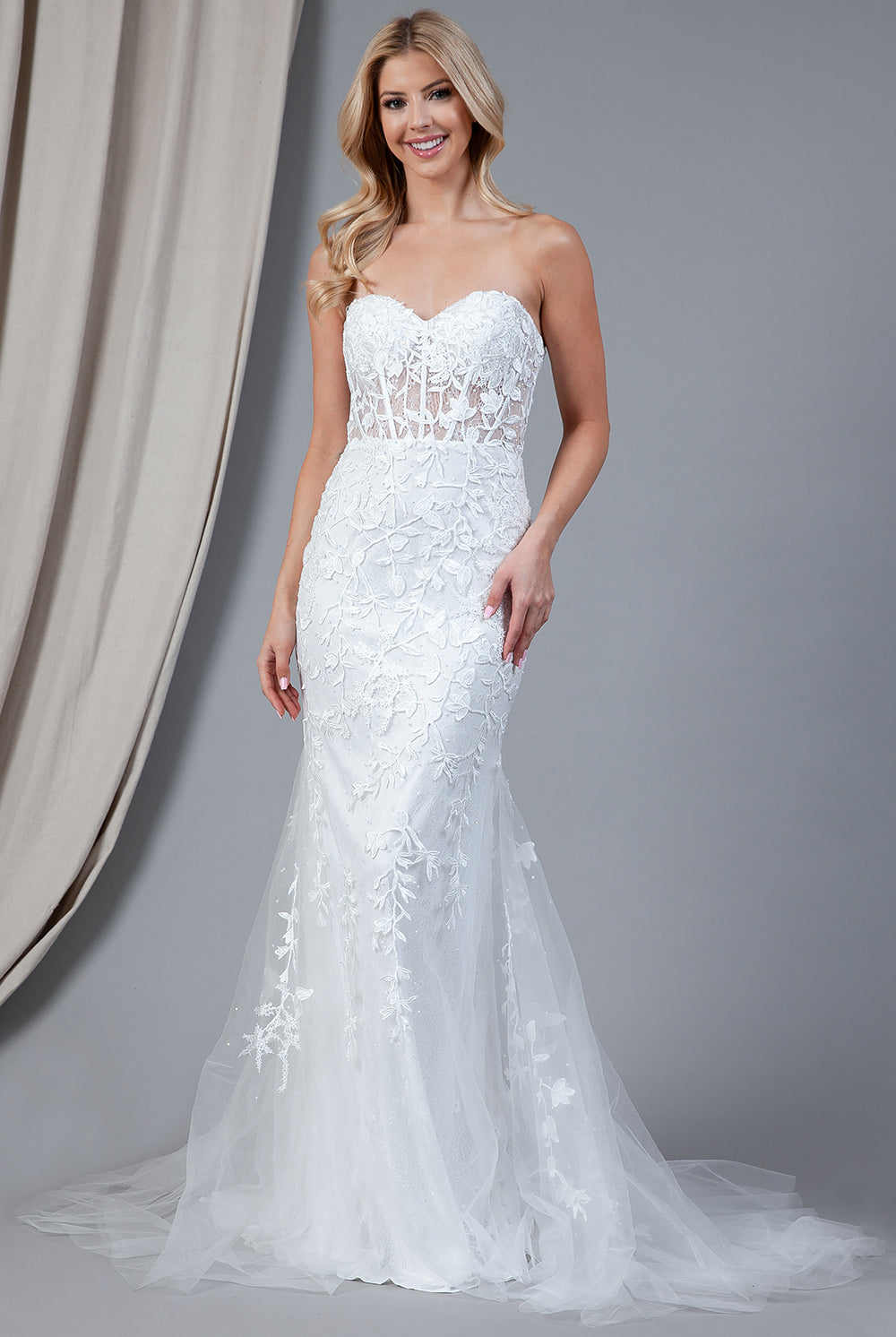 Mermaid Strapless Embroidered Lace Long Prom Dress AC7024-Prom Dress-smcfashion.com