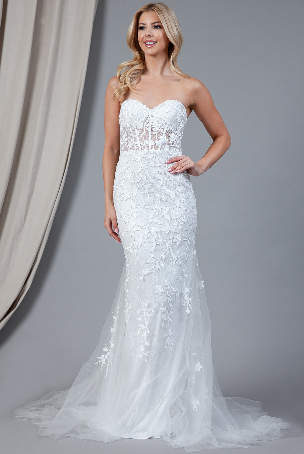 Mermaid Strapless Embroidered Lace Long Prom Dress AC7024-Prom Dress-smcfashion.com