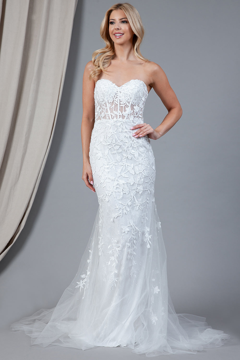 Mermaid Strapless Embroidered Lace Long Prom Dress AC7024-Prom Dress-smcfashion.com