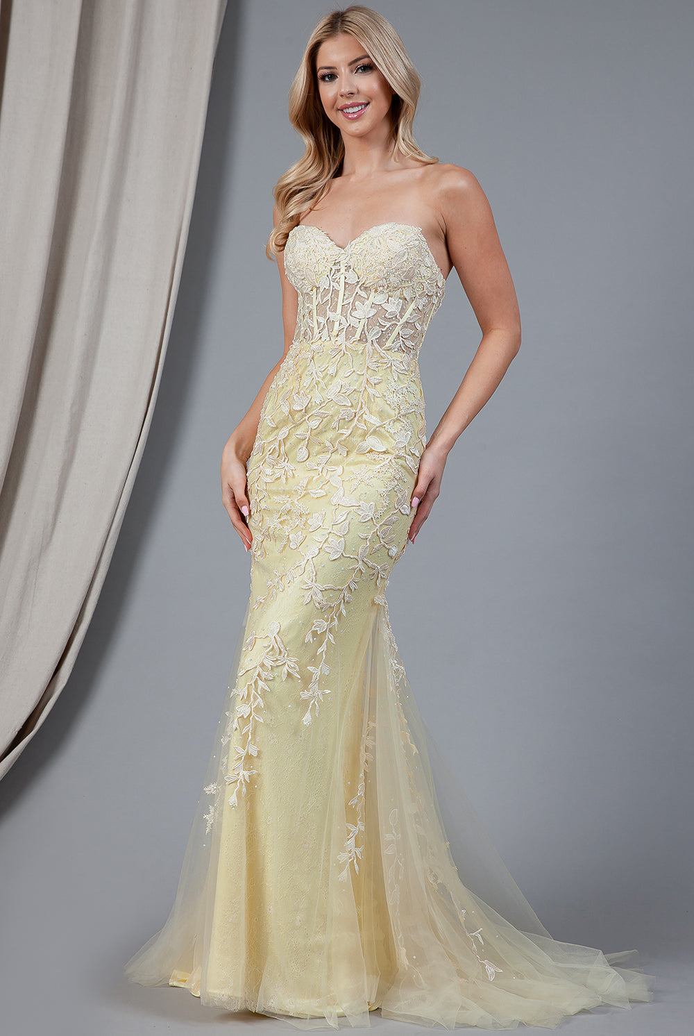 Mermaid Strapless Embroidered Lace Long Prom Dress AC7024-Prom Dress-smcfashion.com