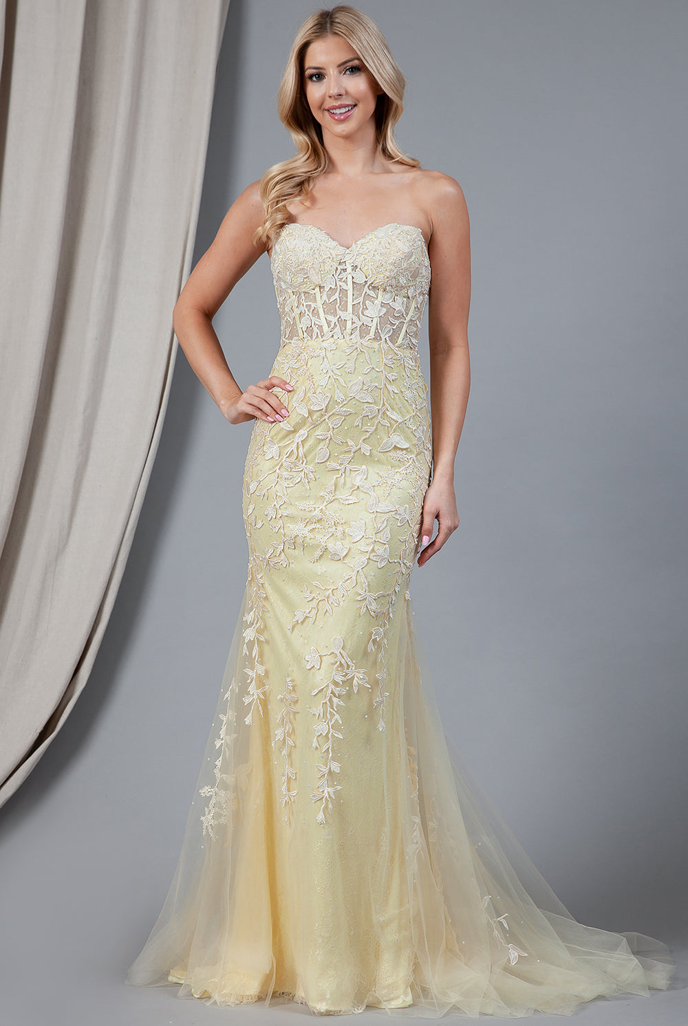 Mermaid Strapless Embroidered Lace Long Prom Dress AC7024-Prom Dress-smcfashion.com