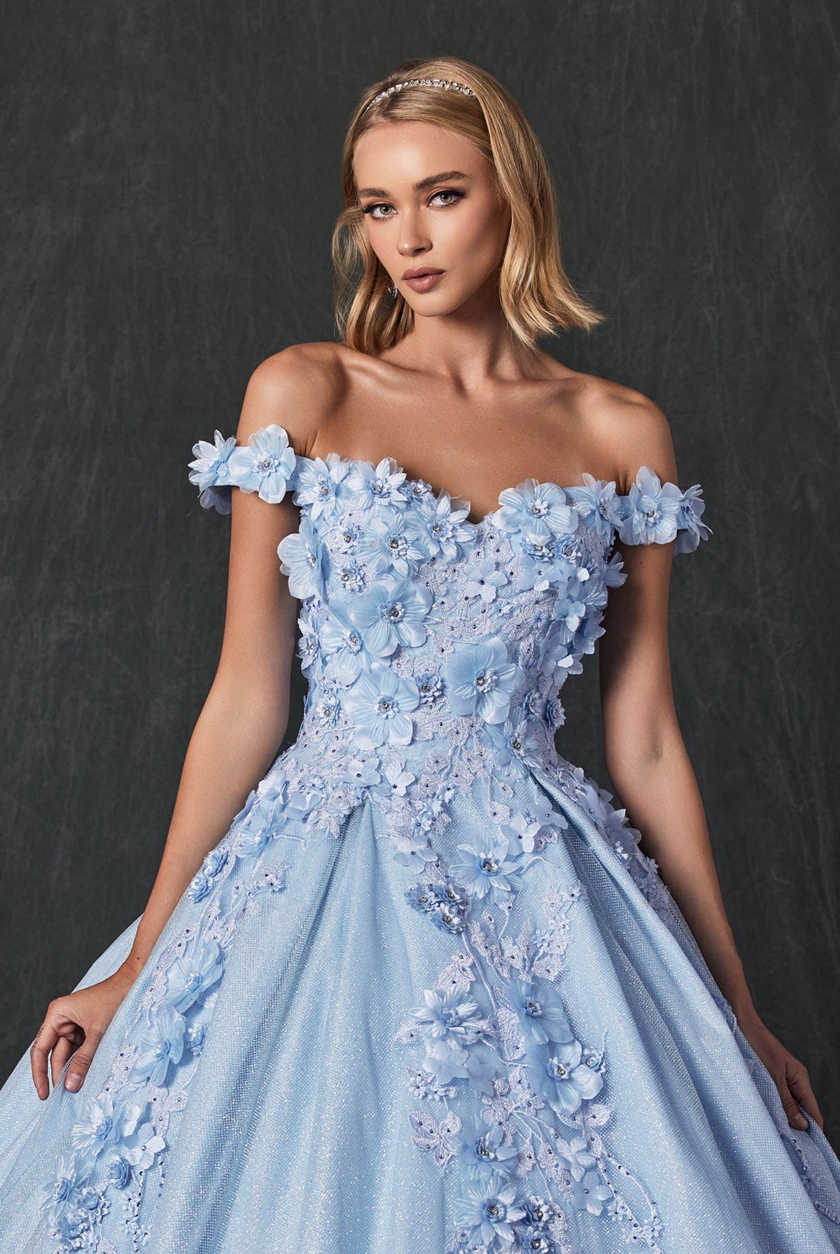 Floral Embroidered Tulle Sweetheart Long Quinceanera Dress JT1433-Quinceanera Dress-smcfashion.com