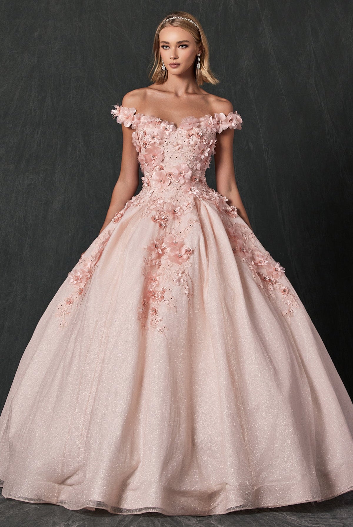 Floral Embroidered Tulle Sweetheart Long Quinceanera Dress JT1433-Quinceanera Dress-smcfashion.com