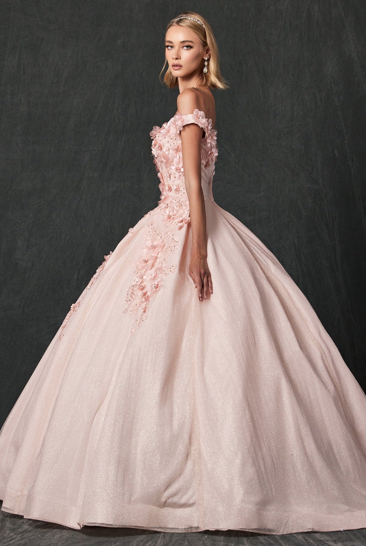 Floral Embroidered Tulle Sweetheart Long Quinceanera Dress JT1433-Quinceanera Dress-smcfashion.com
